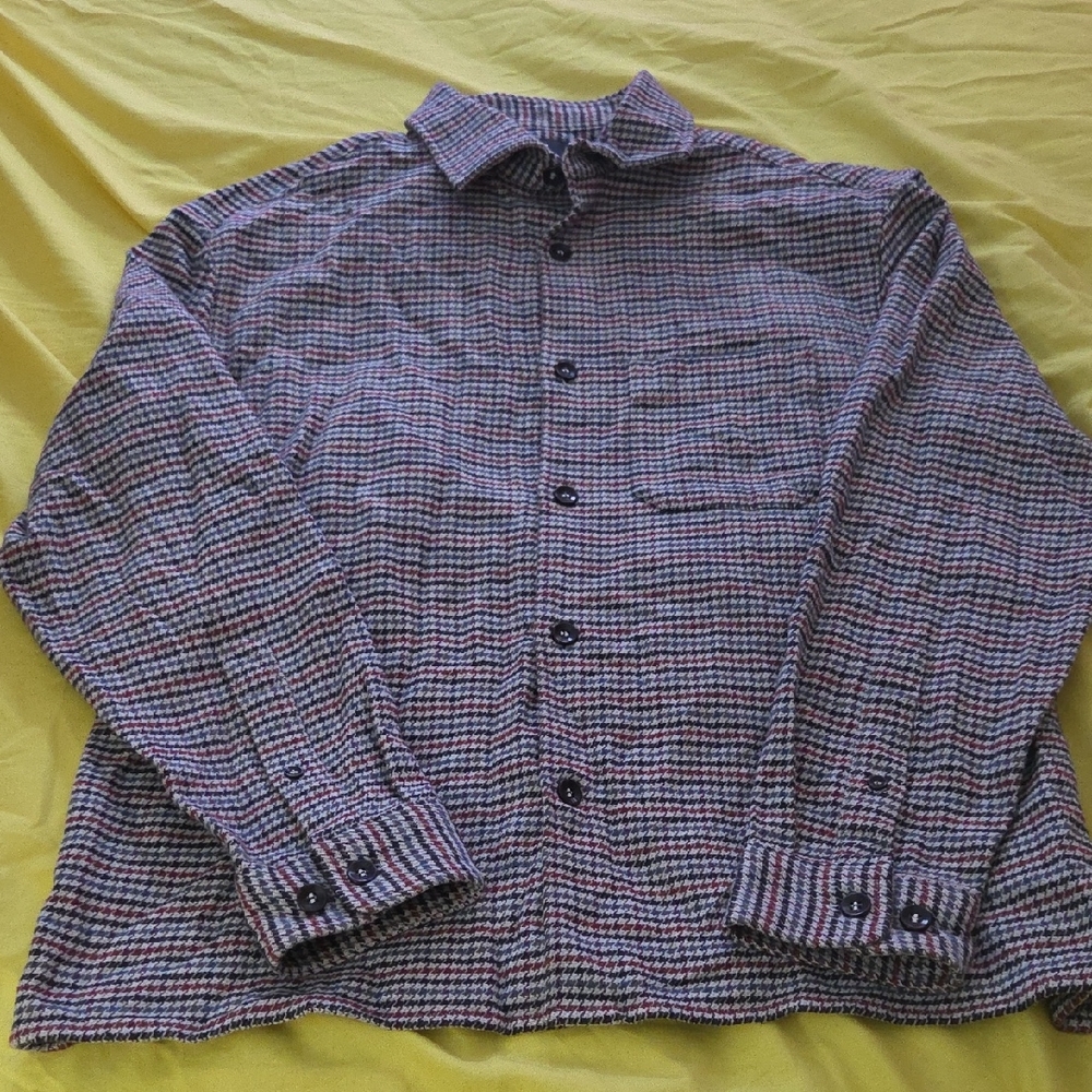Banana Republic Men's Checkered Shirt Jacket - Black, Blue, Red